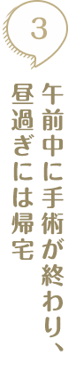 午前中に手術が終わり、昼過ぎには帰宅