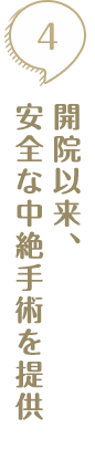 開院以来、安全な中絶手術を提供